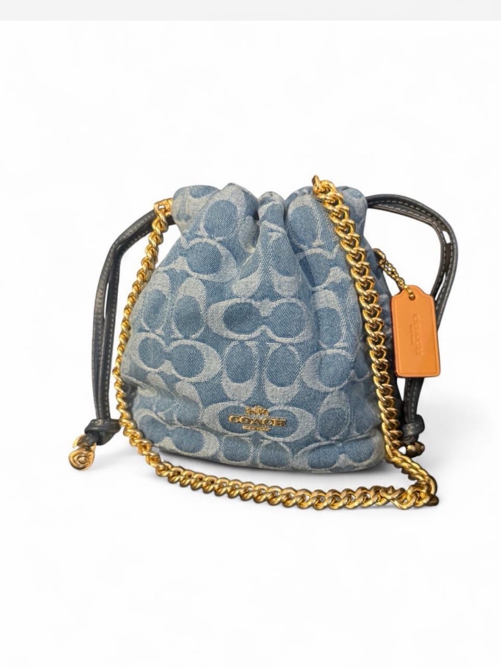 Coach Faye Mini Drawstring Bag In Signature Denim